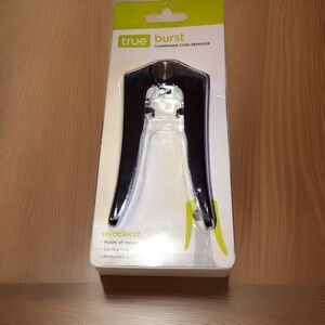 True Burst Metal Champagne Cork Remover Spring Hinge Design Silver Safe Travel